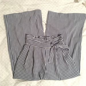 Zara Navy and White Gingham Culottes